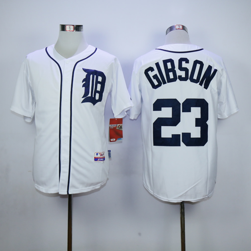 Men Detroit Tigers 23 Gibson White MLB Jerseys